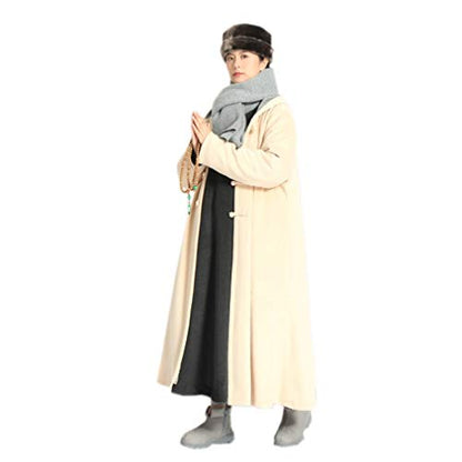 Unisex Men Women Windbreaker Meditation Cloak Overcoat - color: Beige, size: 155cm