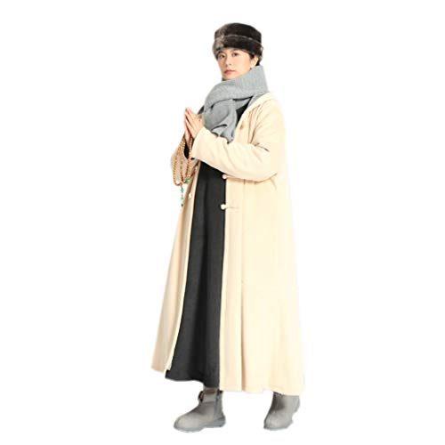 Unisex Men Women Windbreaker Meditation Cloak Overcoat - color: Beige, size: 125cm