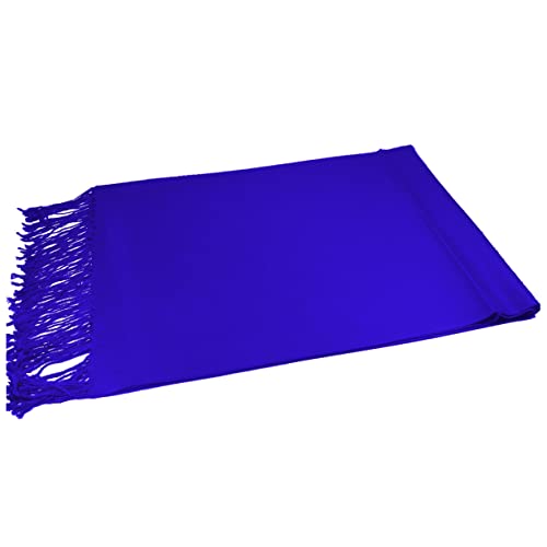 Glory Max Women Large Soft Silky Pashmina Shawl Wrap Scarf in Plain Solid Colors - color: Royal Blue