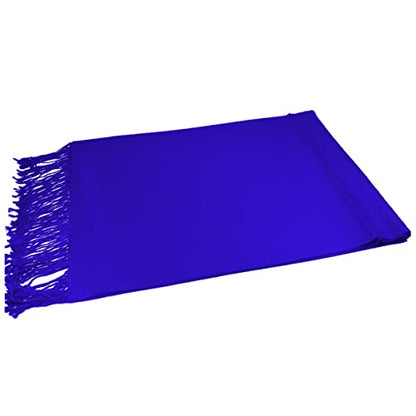 Glory Max Women Large Soft Silky Pashmina Shawl Wrap Scarf in Plain Solid Colors - color: Royal Blue