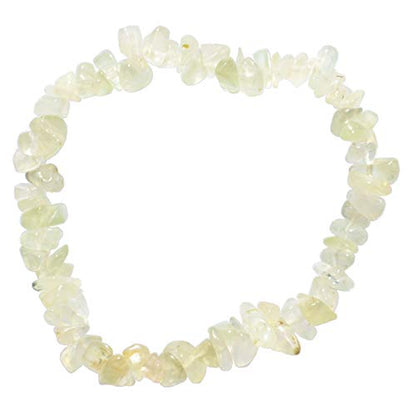 Zenergy Gems Charged Premium Natural Crystal Chip Bead Bracelet + Moroccan Selenite Charging Crystal [Included] - color: Prehnite