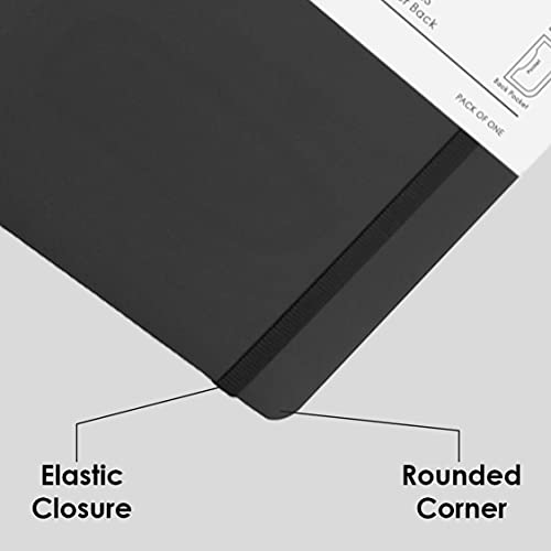 myPAPERCLIP Executive Series A5 Checks/Square Grid Notebook | 192 Pages, 80 GSM, Soft Cover, A5 (5.83 x 8.27 in) | Flat Lay | Bookmark, Elastic Closure & Back Pocket | Black - color: Black, size: A5, Checks