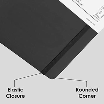 myPAPERCLIP Executive Series A5 Checks/Square Grid Notebook | 192 Pages, 80 GSM, Soft Cover, A5 (5.83 x 8.27 in) | Flat Lay | Bookmark, Elastic Closure & Back Pocket | Black - color: Black, size: A5, Checks
