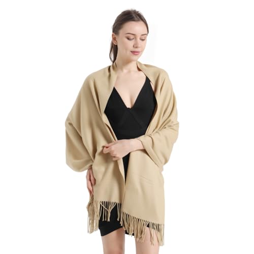 Pashmina Scarf and Shawl - Soft Women Pashminas Wrap for Wedding Evening Party dresses - color: N#. Khaki
