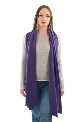Dalle Piane Cashmere Womens Wool Cashmere Blend Stole Soft Italian Shawl Wrap for Wedding Evening Gift Made in Italy - color: Purple