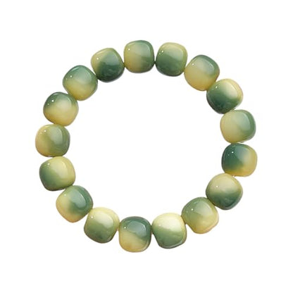 MUDI Bracelet For Women, Bodhi Seed Beads Bracelets Fidget Healing Energy Protection Stretch to My Man Jewelry Gift - color: Round Green Like Lime