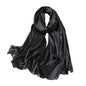 100% Mulberry Silk Long Scarf for Women Large Shawls for Headscarf and Neck- Oblong Hair Wraps with Gift Packed - color: Solid Color-black