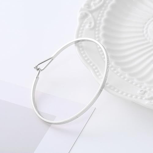 Dainty Gold Bar Bracelets for Women 18K Gold Plated Handmade Minimalist Bangle Adjustable Simple Delicate Cuff Bangle Hook Bracelets Trendy Jewelry Gifts - color: Silver