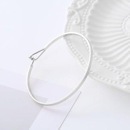 Dainty Gold Bar Bracelets for Women 18K Gold Plated Handmade Minimalist Bangle Adjustable Simple Delicate Cuff Bangle Hook Bracelets Trendy Jewelry Gifts - color: Silver