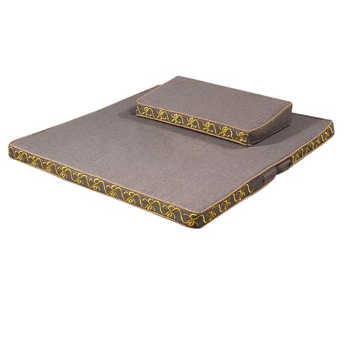 Portable Foldable Meditation Cushion Mat Set with Washable Cotton Linen Cover, Larger Thick Yoga Mat Bolster Floor Pillows Seating for Adults Meditation Accessories grey-70CM - color: Gray, size: 70CM