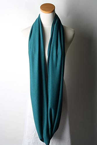 corciova Black Soft Girl Women Infinity Wrap Scarf Stretchy Jersey Knit Sleep Head Circle Scarf Continuous Loop Light Weight - color: 106 Midnight Green