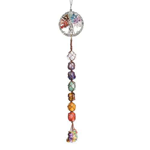 Gemstones Healing Feng Shui Crystals Window Car Decorations Hanging Ornament for Home Decor Party Decorï¼ˆTree-7 Chakra 2ï¼‰ - color: Tree-7 Chakra 2