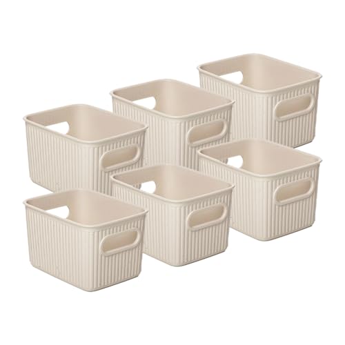 Superio Eco-Friendly Decorative Plastic Basket Open Home Storage Bins Organizer Baskets, Small (6 Pack) Container Boxes for Organizing Closet Storage Bins for Shelves Drawer Shelf 1.5 Liter - color: Eco-Friendly, size: 1.5 Liter (6 Pack)