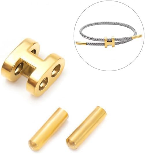 OSIRIDEH2 Bracelet with Adjustable Design Polished H Shape Buckle, Bracelets for Women, 18k Gold-plated Buckle Design Titanium Steel Wire Rope Women's Gift Jewelry - color: gray gold