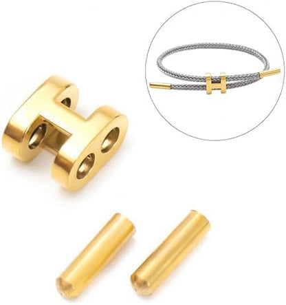 OSIRIDEH2 Bracelet with Adjustable Design Polished H Shape Buckle, Bracelets for Women, 18k Gold-plated Buckle Design Titanium Steel Wire Rope Women's Gift Jewelry - color: gray gold