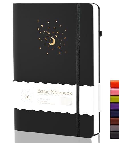 CAGIE Journal Notebook for Women Men, Hardcover Lined Notebooks Journals for Writing Work Journaling Note Taking Diary with Pen Loop (Black Ruled), Gifts, 5.7" x 8.3", 196 Pages - color: 00 Black