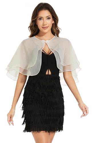 Women's Sheer Tencel Shawls and Wraps for Evening Dresses Soft Wedding Cape Lightweight Bridesmaid Scarves Cover Up - color: Ivory