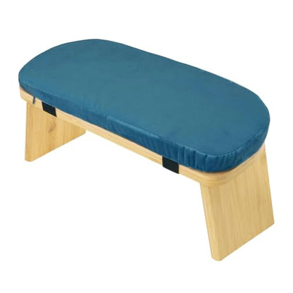 HouseVibe Meditation Bench Kneeling Stool Ergonomic Wood with Soft Cushion, Foldable, Portable Prayer Bench, Meditation Stool- Blue - color: Blue