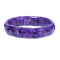 Keleny Gemstones Semi Precious 15mm Square Grain Faceted Beaded Stretch Bangle 7.5 Inch Unisex - color: Dark Purple Amethyst