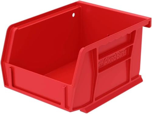 Akro-Mils 30210 AkroBins Plastic Storage Bins, Space-Saving Stackable Bins for Garage, Pantry, Craft Organization, 5" x 4" x 3", Red, 24-Pack - color: Red
