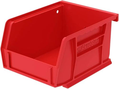 Akro-Mils 30210 AkroBins Plastic Storage Bins, Space-Saving Stackable Bins for Garage, Pantry, Craft Organization, 5" x 4" x 3", Red, 24-Pack - color: Red