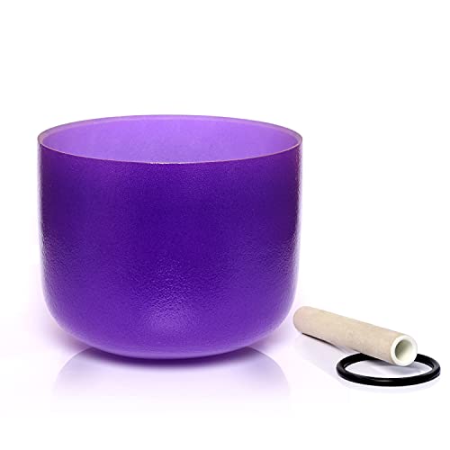 TERRITORY B Note Crown Chakra Purple Colored Quartz Frosted Crystal Singing Bowl 8 inch - color: B Purple