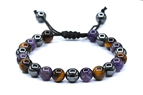 Amazing Gemstone Quit Smoking Cessation Quit Vaping Aid Bracelet - Hematite Tiger Eye Amethyst Bracelet Set for Men Women Healing Calming Anxiety Stress Relief Gifts Pulseras Para Hombres Mujer - color: Quit Smoking