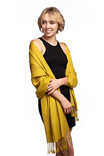 EURKEA Women's Scarf Pashmina Silky Soft Shawls Wraps Stole for Evening, Wedding and Gift - color: Lemon