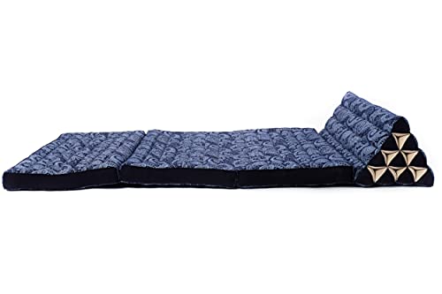 Leewadee 3-Fold Mat XXL with Triangle Cushion – Firm TV Pillow, Foldable Mattress with Cushion Made of Eco-Friendly Kapok, 67 x 31 inches, Blue White - color: Cbt1 - Blue, size: 3 seating segments XL