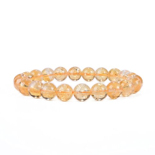 Cherry Tree Collection Tigers Eye Bracelets Plus Over 40 Other Stones – Gemstone Beads for Men & Women, Promotes Protection, Courage, Focus, Balance & Luck – Available in S, M, L with 8mm Round Beads - color: Citrine, size: Small