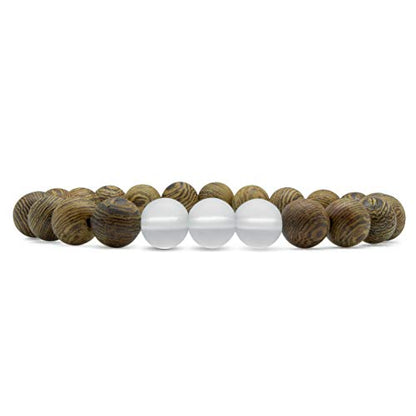 Natural Wood and Authentic Stone Bead Bracelets - Handmade Fashion Jewelry for Men and Women