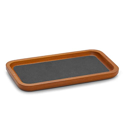 Oirlv Solid Wood Jewelry Display Tray Small Jewelry Tray Rings Earrings Bracelets Necklace Holder Organizer(Rectangle, Grey)