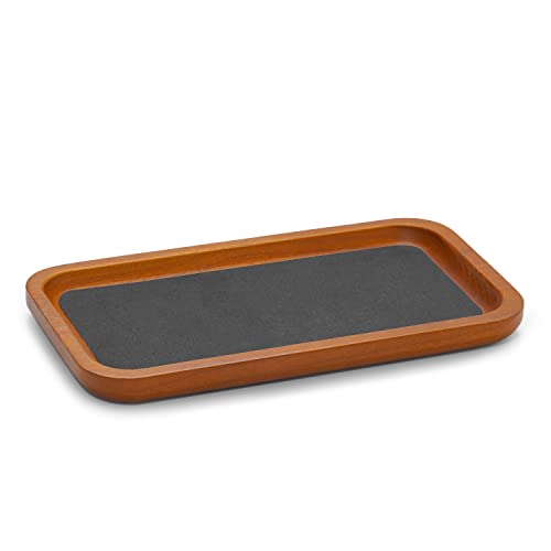 Oirlv Solid Wood Jewelry Display Tray Small Jewelry Tray Rings Earrings Bracelets Necklace Holder Organizer(Rectangle, Grey)