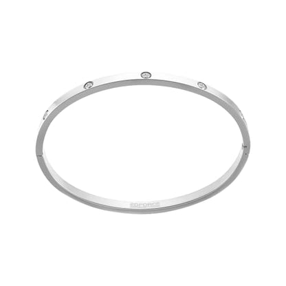 4mm Width Thin Love CZ Bangle Bracelet for Women - color: Silver