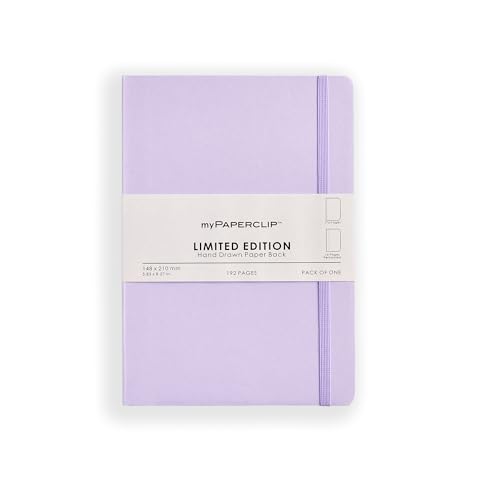 myPAPERCLIP Limited Edition A5 Plain Notebook | 192 Pages, 100 GSM, Soft Cover, A5 (5.83 × 8.27 in) | Flat Lay | Bookmark & Elastic Closure | Lilac - color: Lilac, style: Plain