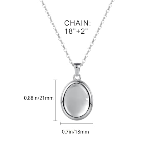 B BBPM Worry Stone Necklace Silver Necklace for Women Fidget Jewelry Anxiety Relief Peaceful Thumb Pendant Necklace Meditation Relaxation Stress Relief Gift for Women