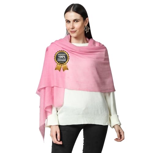 100% Himalayan Cashmere Wrap | Lightweight Cashmere Scarf | Ultra Thin Kashmiri Pashmina Shawl | Ideal For Travel - color: Pink