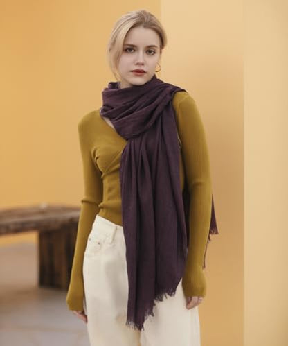 Harewom Lightweight Gauze Linen Feeling Shawl Wraps for Women Beach Summer Scarf for Evening Wedding Dresses - color: Shawl Wraps - Brown