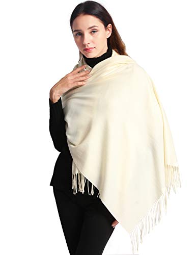 Pashmina Shawl Women Winter Scarf Warm Wedding Wraps Ladies Scarves for Evening Dresses - color: Ivory