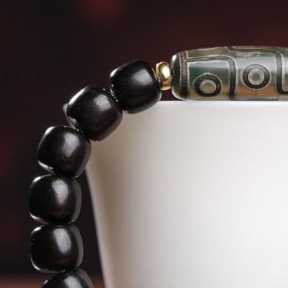 Zen Dear Unisex Natural Ebony Wood Buddhist Prayer Bead Necklace Bracelet Tibetan Prayer Mala Beaded Black - style: 7mmx8mm 19barrel beads