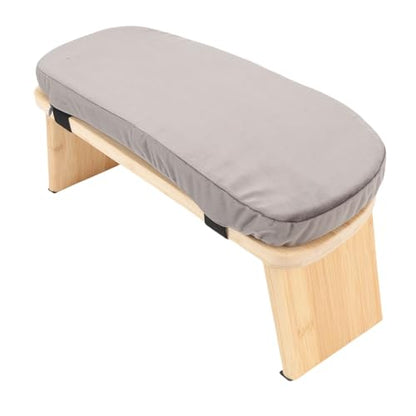 Wooden Meditation Bench, Ergonomic Detachable Meditation Kneeling Stool, Soft Cushion and Carry Bag Stool with Wood Cotton, Ideal for Yoga & Home Practice (Grey) - color: Grey