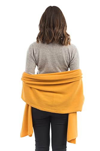 Dalle Piane Cashmere Womens Wool Cashmere Blend Stole Soft Italian Shawl Wrap for Wedding Evening Gift Made in Italy - color: Ocra Yellow