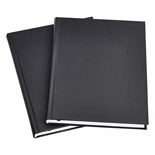 Amazon Basics Professional Hardcover Writing Journal for Journaling and Note Taking, Sturdy, Perforated Pages, 10.5 x 7.5 inches, Black, 2-Pack