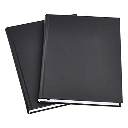 Amazon Basics Professional Hardcover Writing Journal for Journaling and Note Taking, Sturdy, Perforated Pages, 10.5 x 7.5 inches, Black, 2-Pack