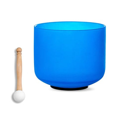 8 inch Blue G Note Throat Chakra Quartz Crystal Singing Bowl, for Healing Mindfulness Meditation Yoga Sound Baths, with Rubber Mallet O-ring - color: Blue G Note Throat Chakra, size: 8 inch