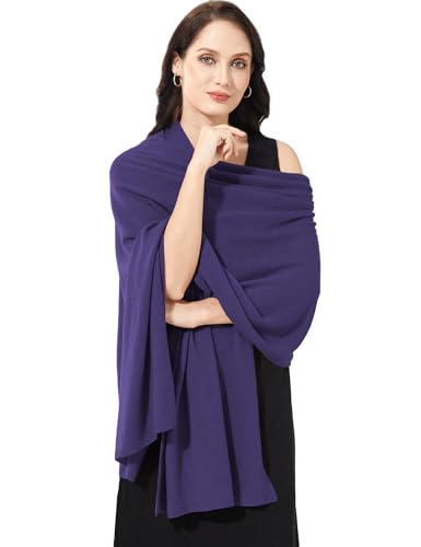 Soft Cashmere Blend Wrap Chic Scarf Stole for Women Wayfarer Travel Extra Large 87"x28" - color: Dark Purple