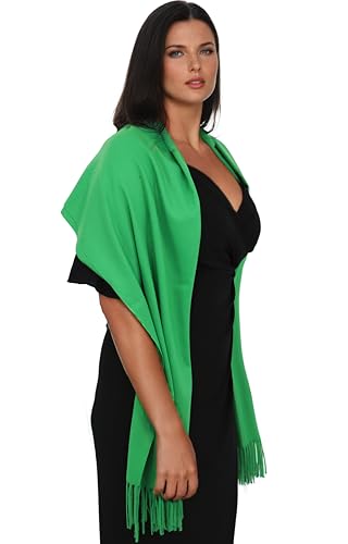 Ocomfly 100% Pashmina Scarf for Women - Premium Womens Scarves - Gift Boxed - Shawls or Wraps - Ultra Soft and Warm - color: Kelly Green