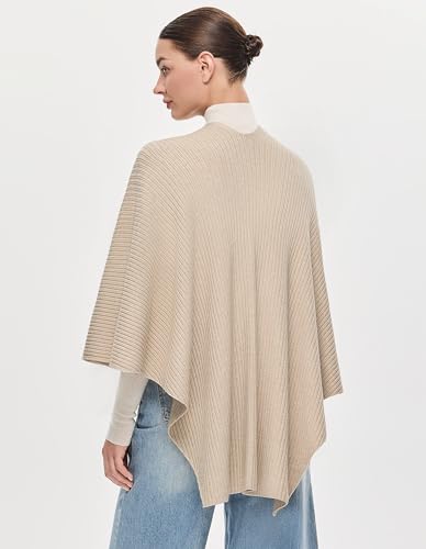 PULI Womens Elegant Cross Front Shawl Wraps Knitted Ponchos Cape Light Weight Poncho Sweater Soft Warm Travel Wraps - color: Rib-barley Twist