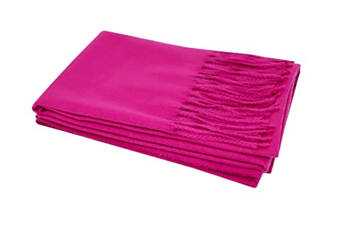 Ocomfly 100% Pashmina Scarf for Women - Premium Womens Scarves - Gift Boxed - Shawls or Wraps - Ultra Soft and Warm - color: Fuchsia Pink