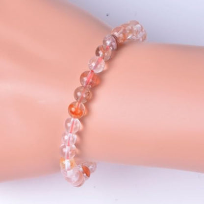 Justinstones Gem Semi Precious Gemstone 6mm Round Beads Stretch Bracelet 6.5 Inch - color: Angel Amphibole Phantom Quartz